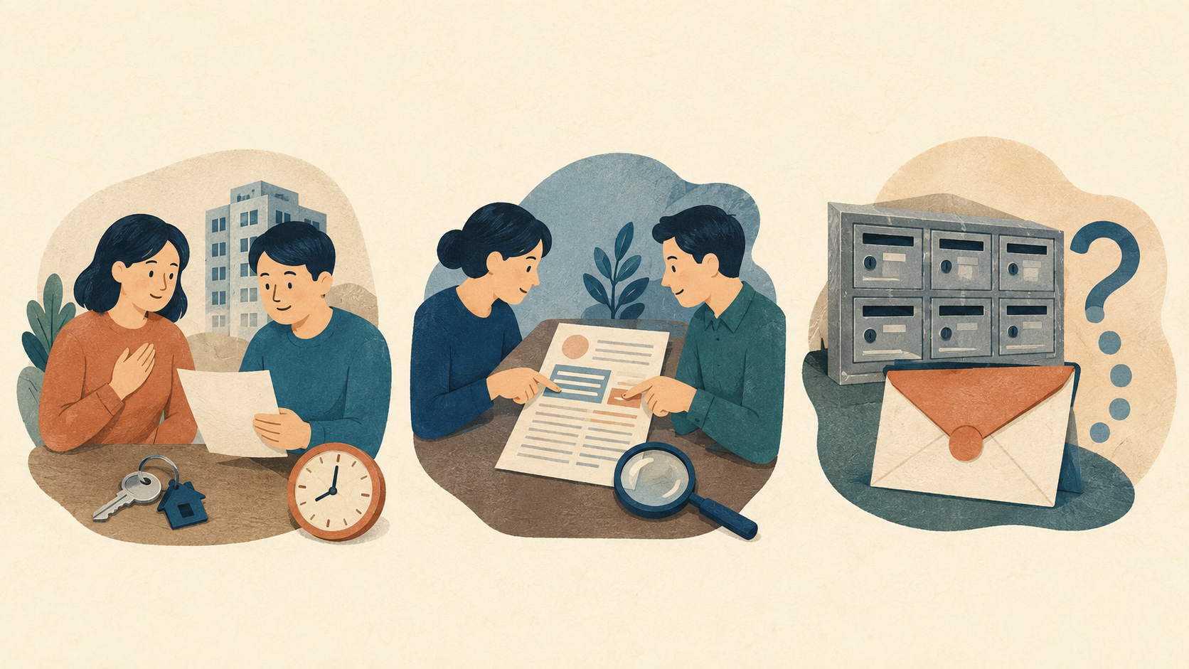 채무 인정, 반환액 다툼, 송달 주소 불명 상황을 비교한 전세보증금 지급명령 안내 삽화