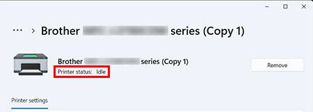 Windows 11 프린터 설정에서 Printer status Idle이 표시된 화면